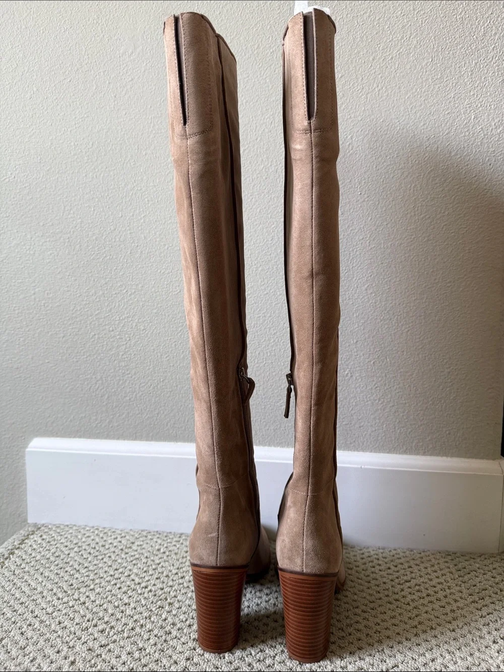 Franco Sarto Over-the-Knee Suede Boots in Beige-Tan